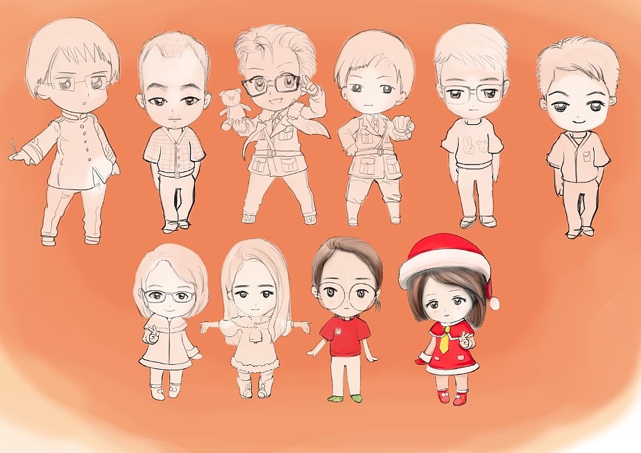 板绘圣诞Q版卡通小人