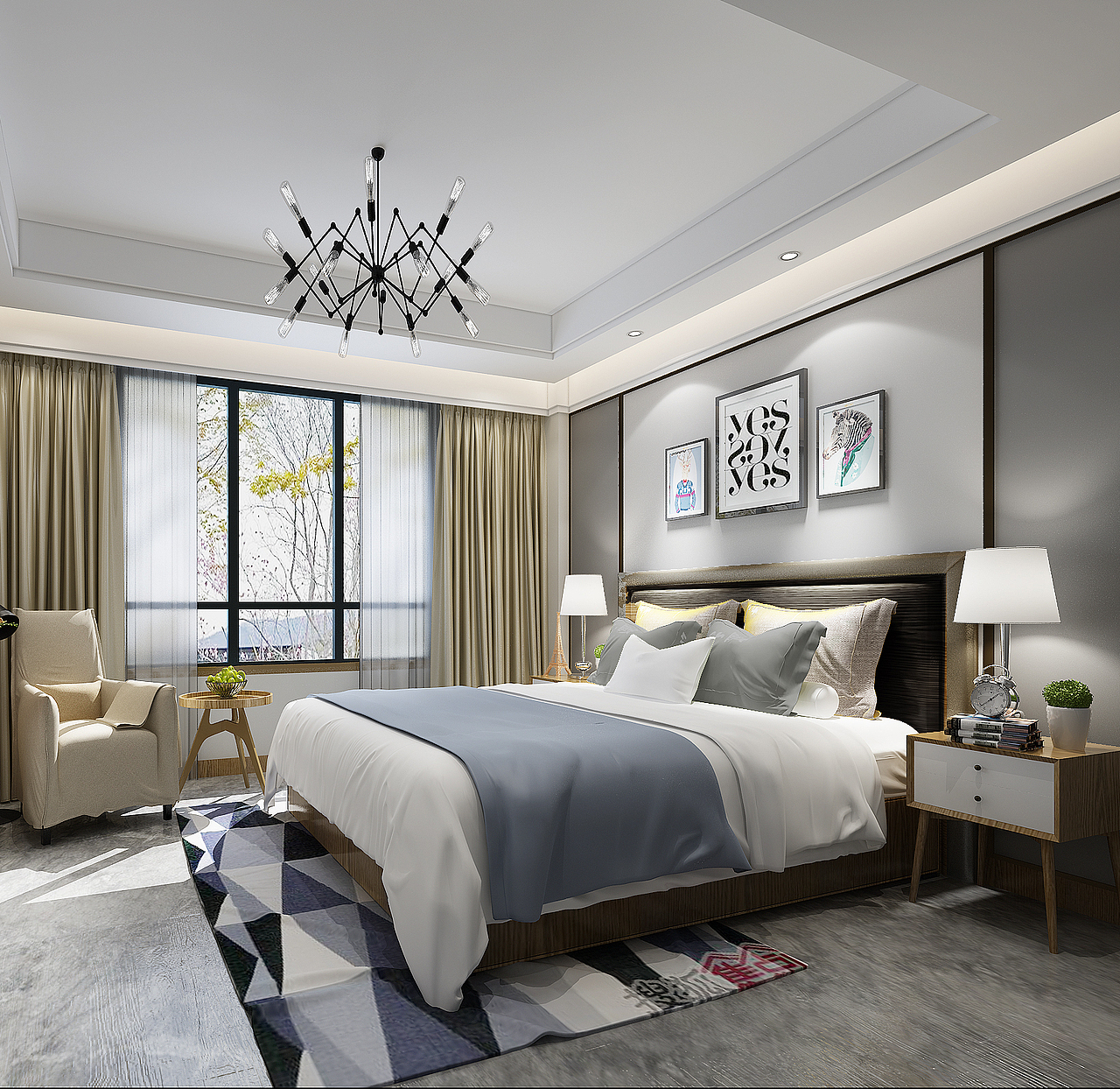 210平简约现代家装效果设计