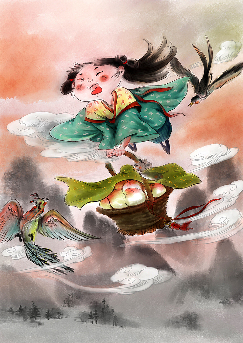 采仙桃的小朋友（图ZMjcxMDM4NTU2） - 创作习作 - 站酷设计师zero5581原创素材 - 站酷ZCOOL