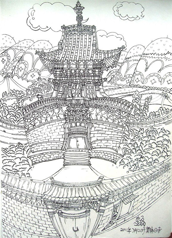 悦动的建筑（图ZMTMzOTEyODA=） - 单幅漫画 - 站酷设计师钢琴手小磊Apm300原创素材 - 站酷ZCOOL