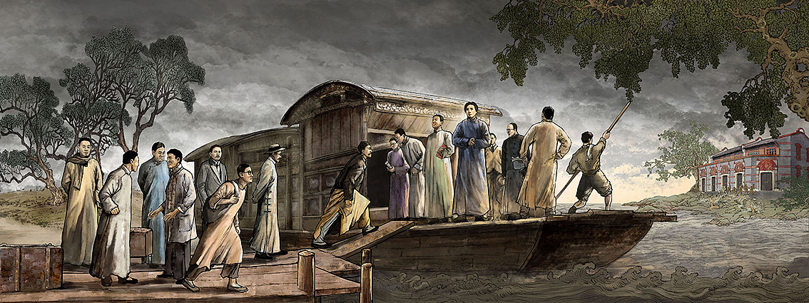 河源博物馆“中共一大会议”艺术层板画（图ZMzA2NjMwOTQ4） - 艺术插画 - 站酷设计师卷Jan原创素材 - 站酷ZCOOL