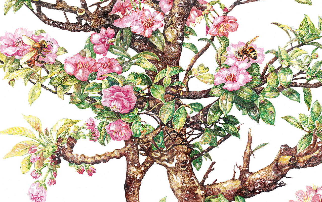 春-暗香 Spring Fragrance 120x90cm 布面丙烯 2016（图ZNTE1Mzg1NjA=） - 绘画 - 站酷设计师赵娜Artist原创素材 - 站酷ZCOOL