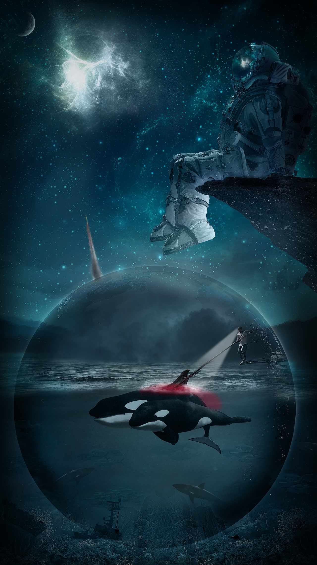 又加入了两层星空让左上角不太空,加了一点细节