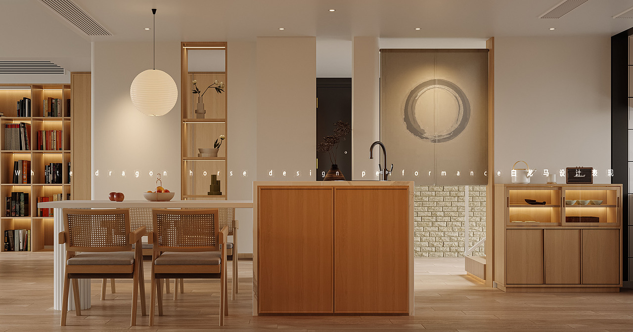现代客餐厅—白龙马效果图