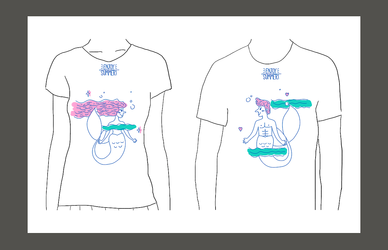 自制“情侣&亲子” 手绘T恤，制作全过程，附效果图！（图ZODI4NTY0MzY=） - 概念设定 - 站酷设计师森林抱抱原创素材 - 站酷ZCOOL
