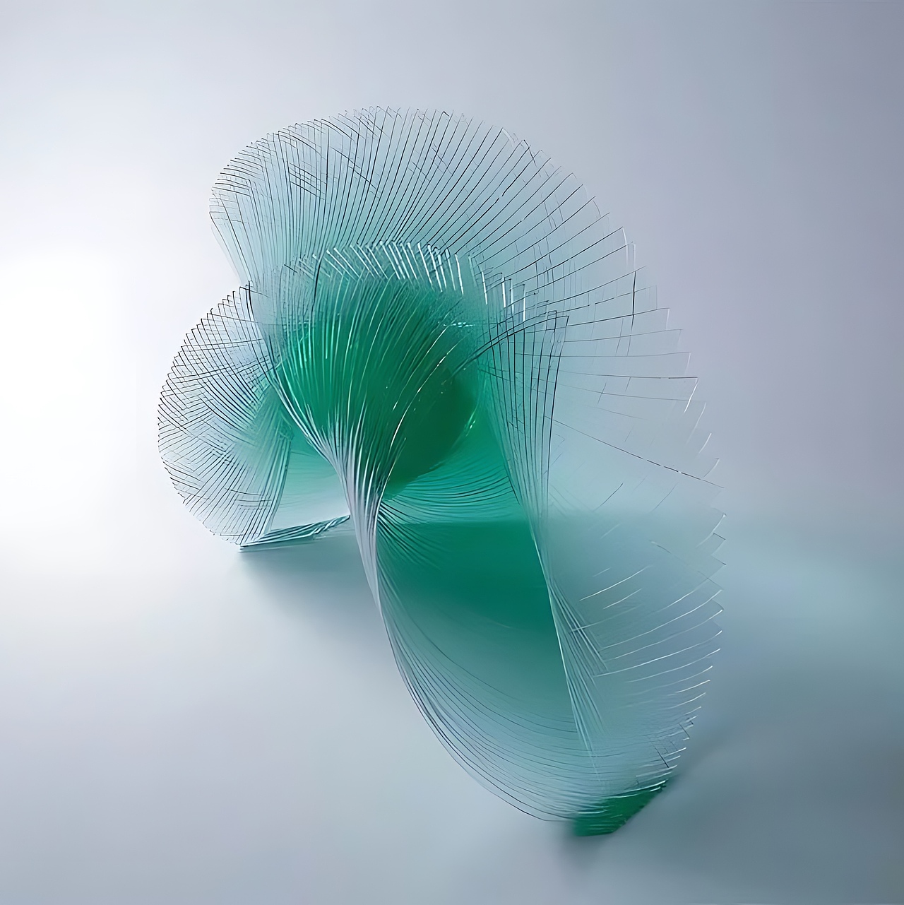 片状玻璃螺旋几何雕塑之美