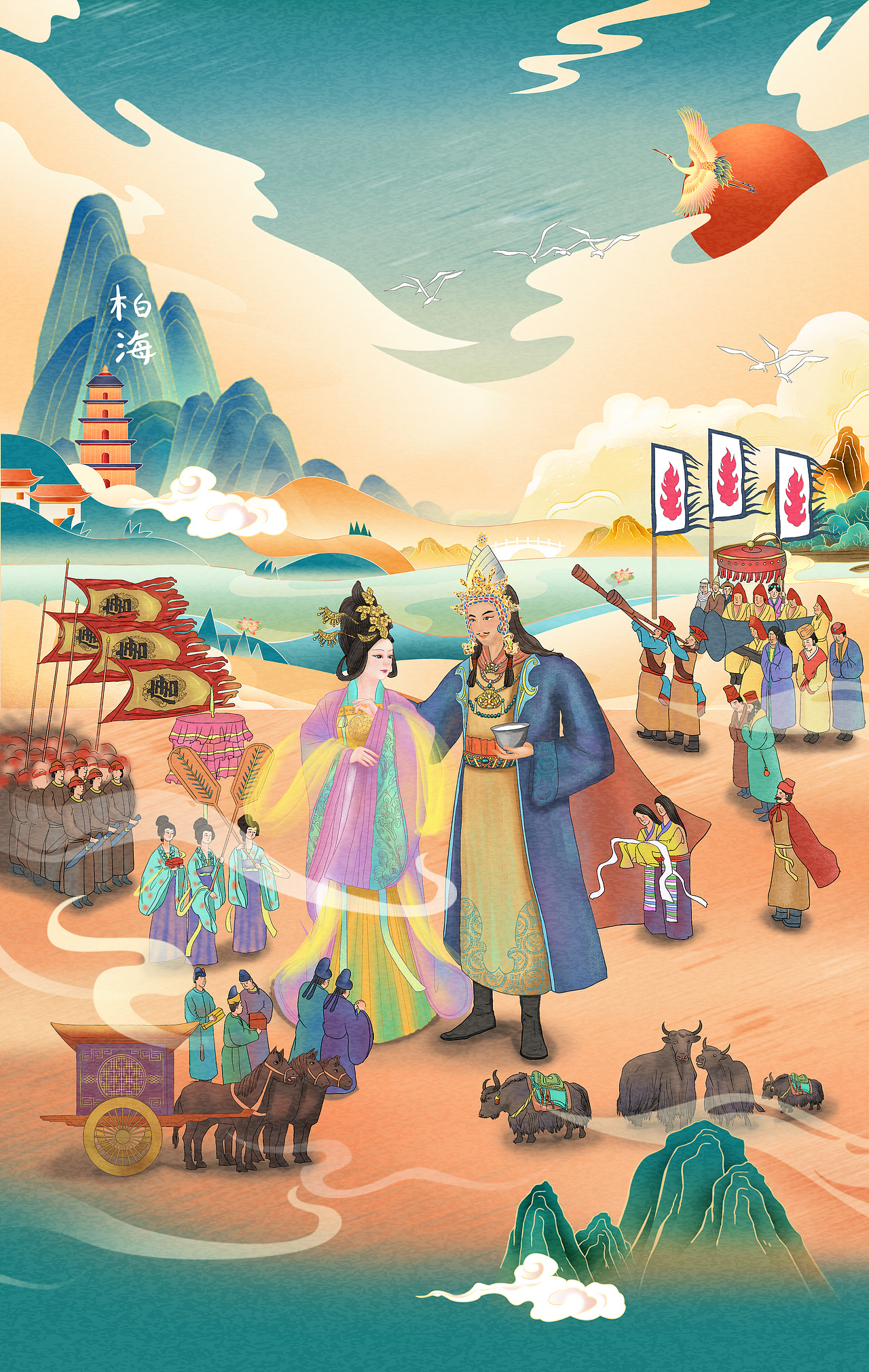 手绘文成公主唐风美人