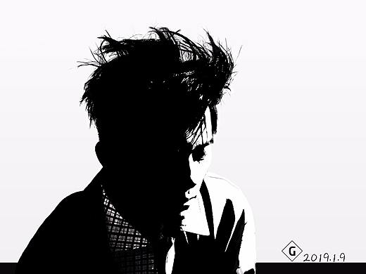 黑白人像画-手绘