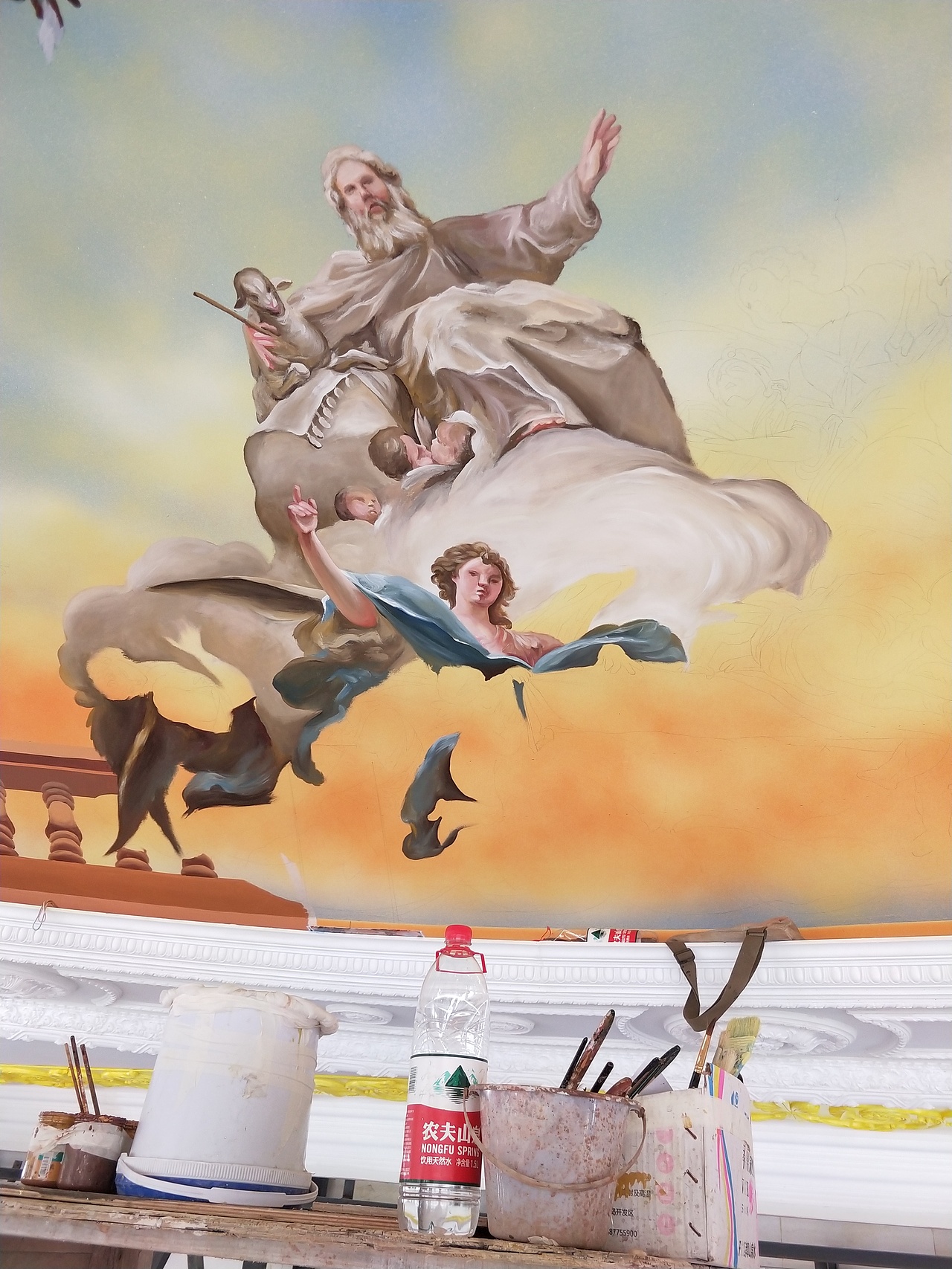 云南壁画天顶穹顶壁画墙绘手绘墙欧式油画