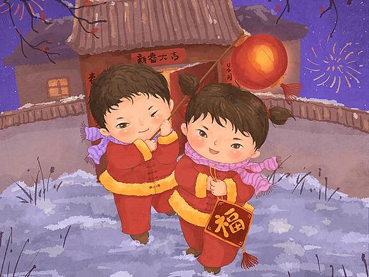 十二月新年插画