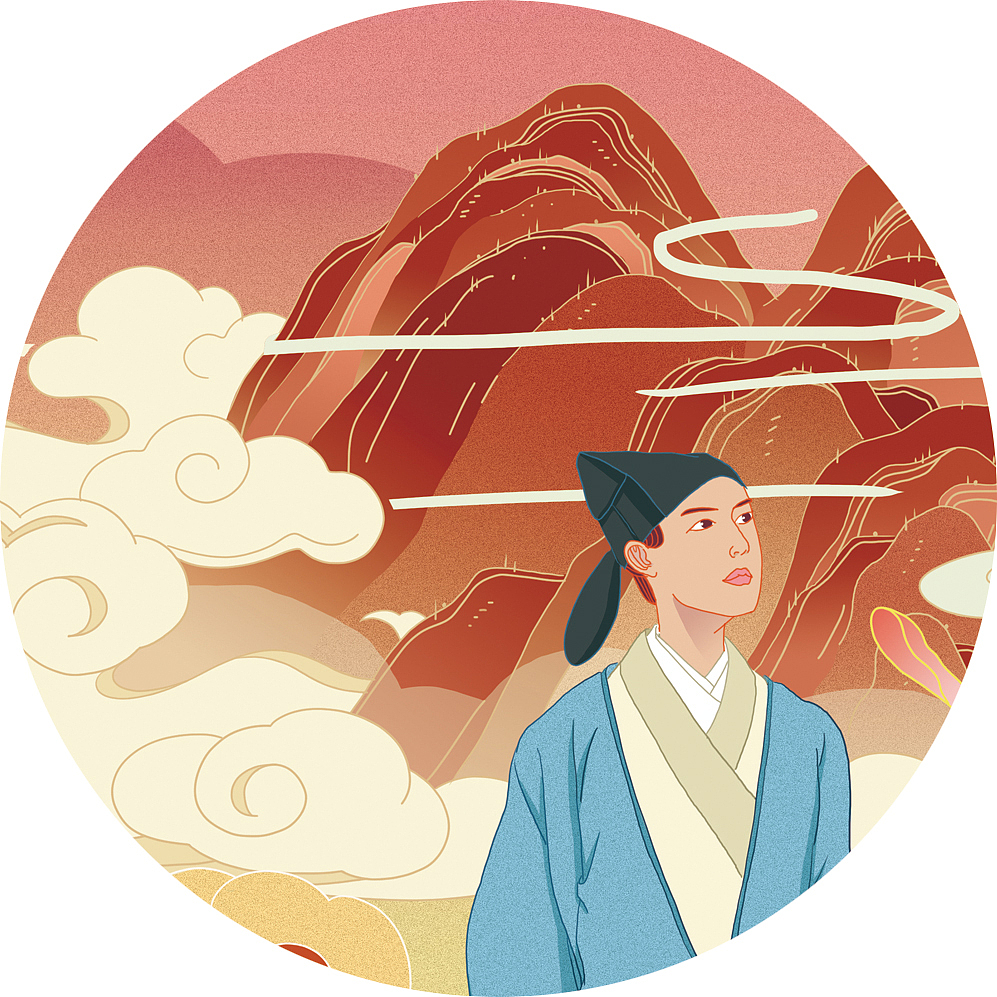 西安糕点国潮插画