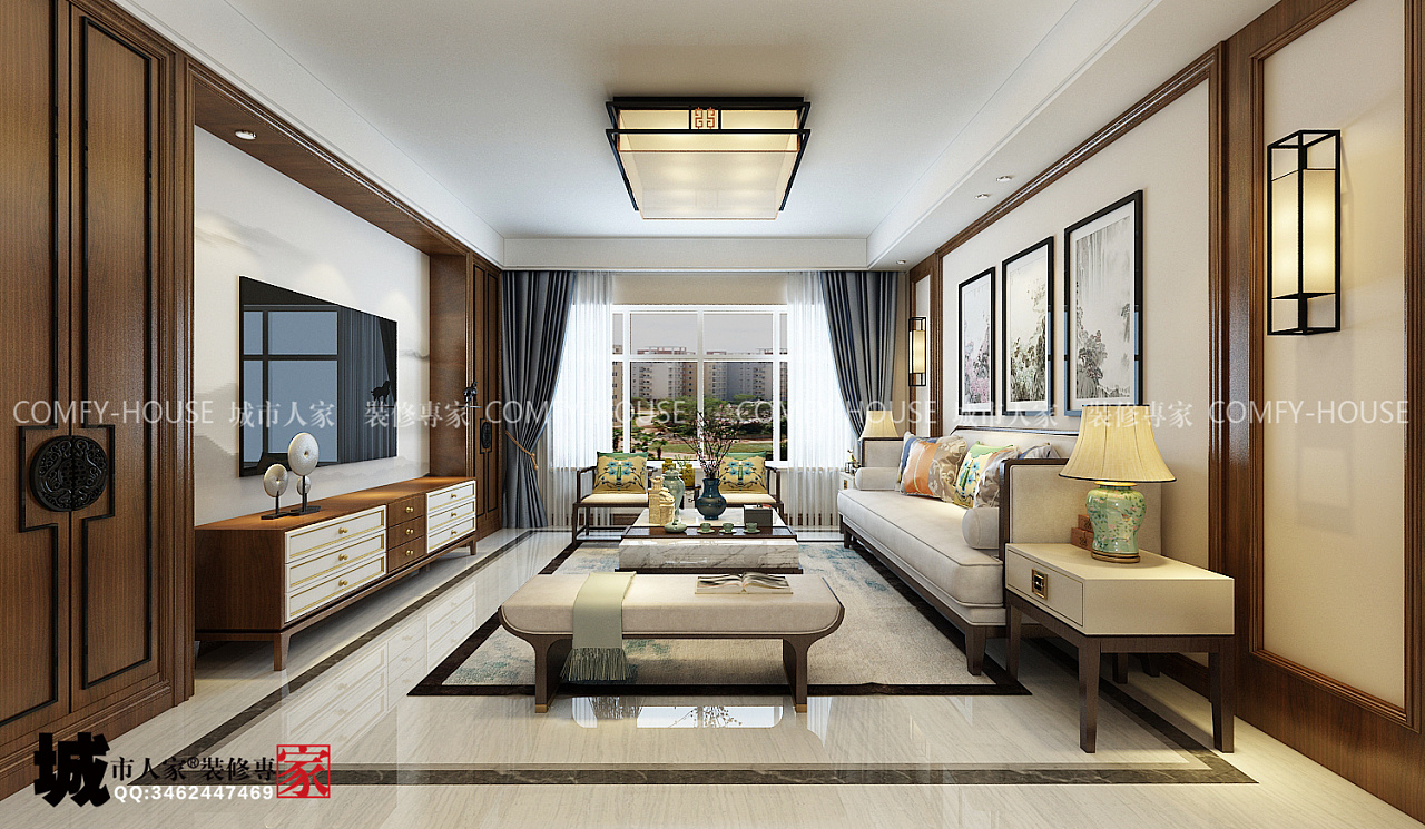 国华新经典169平米新中式风格装修效果图