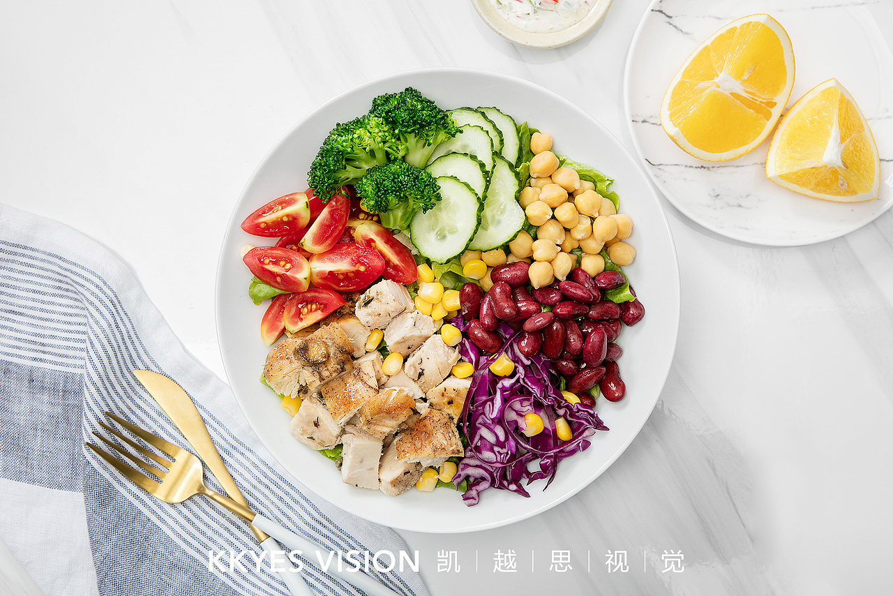 沙拉 水果 蔬菜 健康午餐 静物摄影 食品商业拍摄