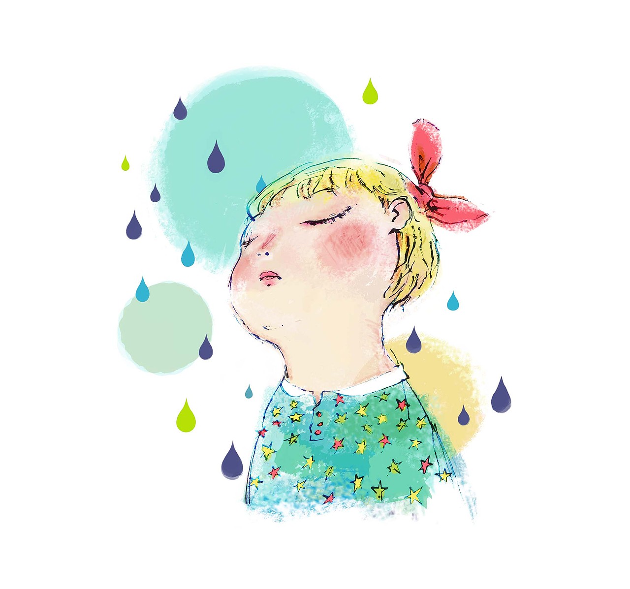 淅沥的小雨（图ZNDI1NDAxNTI=） - 儿童插画 - 站酷设计师M小岛原创素材 - 站酷ZCOOL