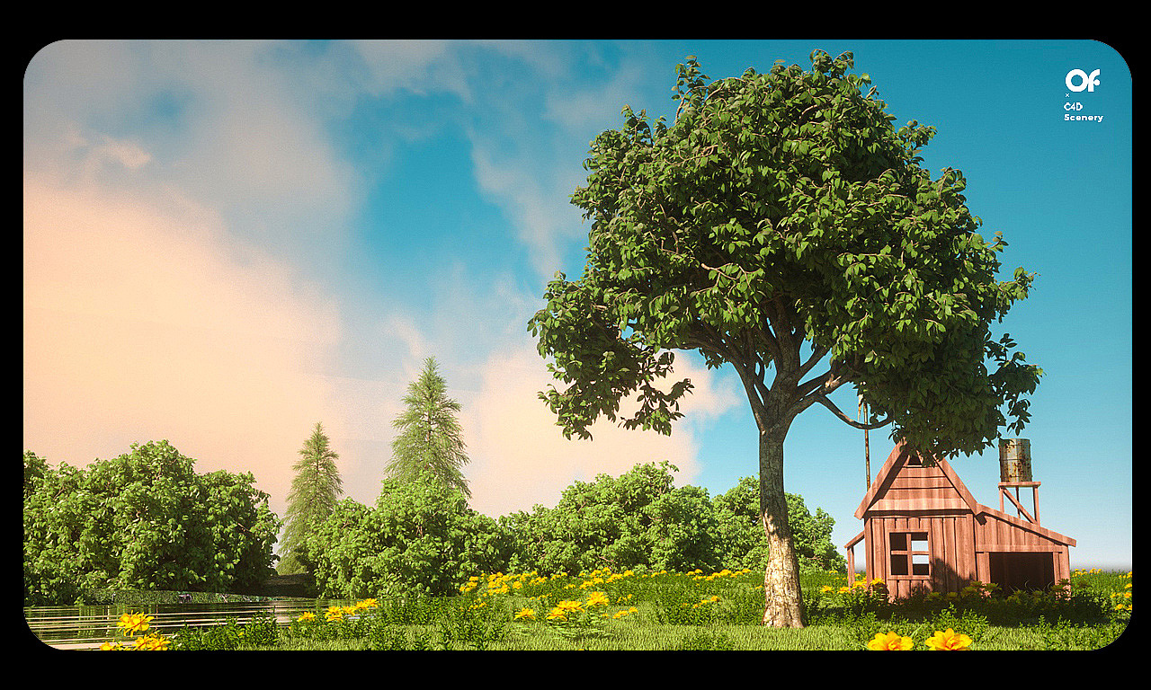 心生向往×C4D风景场景（图ZMjY0MzI4MzY0） - 场景 - 站酷设计师OOOOO峰原创素材 - 站酷ZCOOL