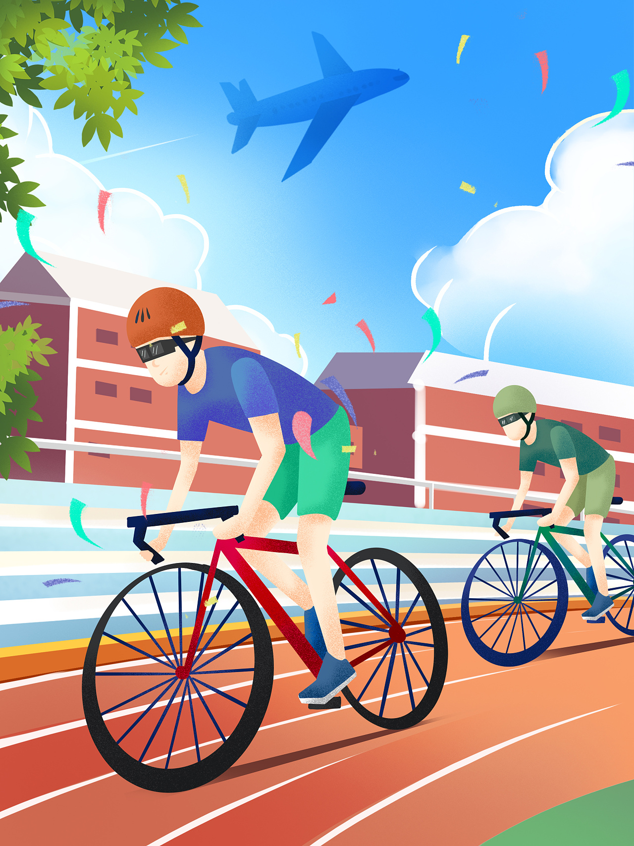 原创手绘自行车锦标赛插画