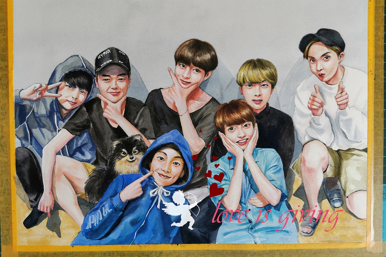 防弹少年团全家福【水彩】