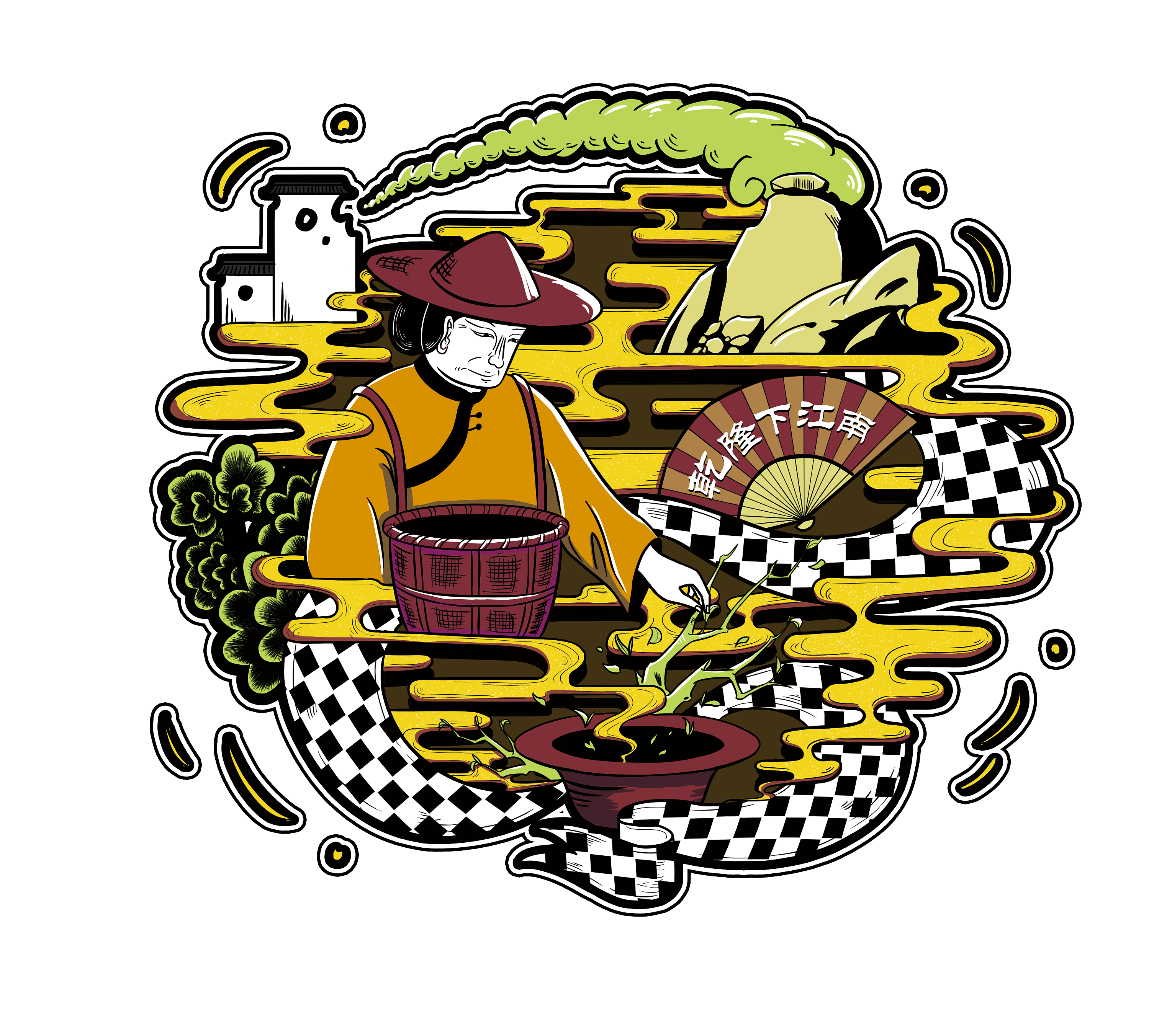 整理以前作品 之 茶叶包装《乾隆下江南》|插画|商业插画|川川hjc