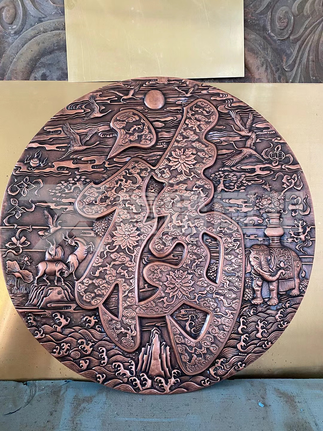 铜浮雕山水壁画_纯手工锻铜壁画图片大全