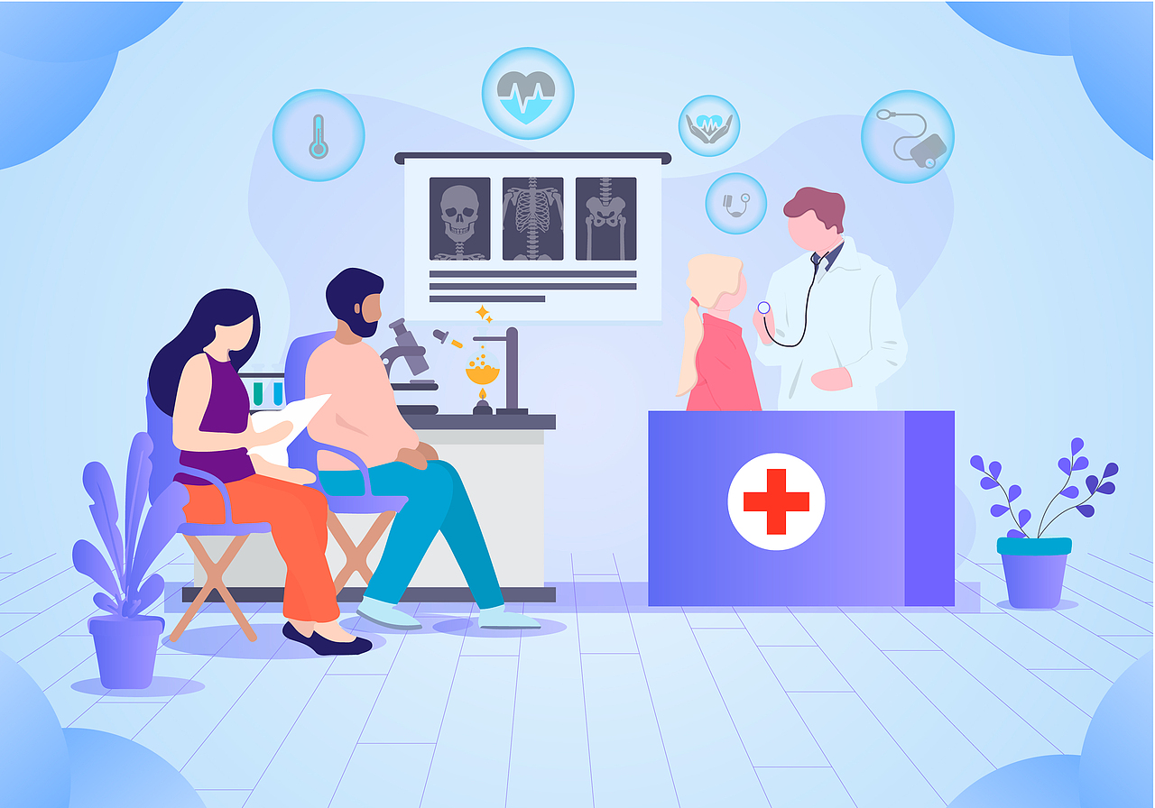 2.5D医疗医院插画