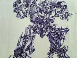 T恤圓珠筆手繪“大黃蜂”