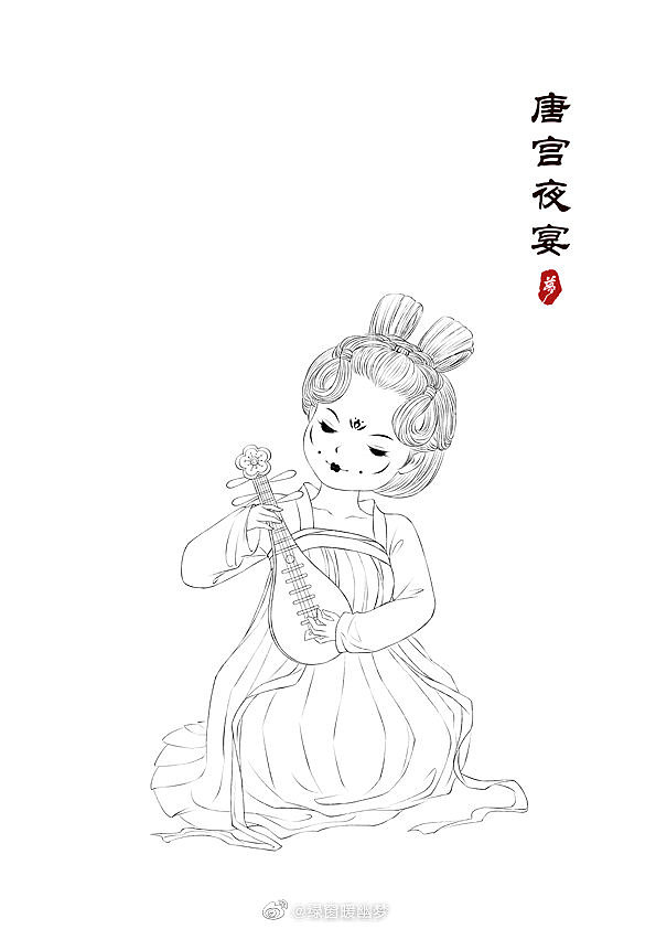 唐宫夜宴小姐姐-同人插画|插画|创作习作|绿窗暖幽梦 - 原创作品