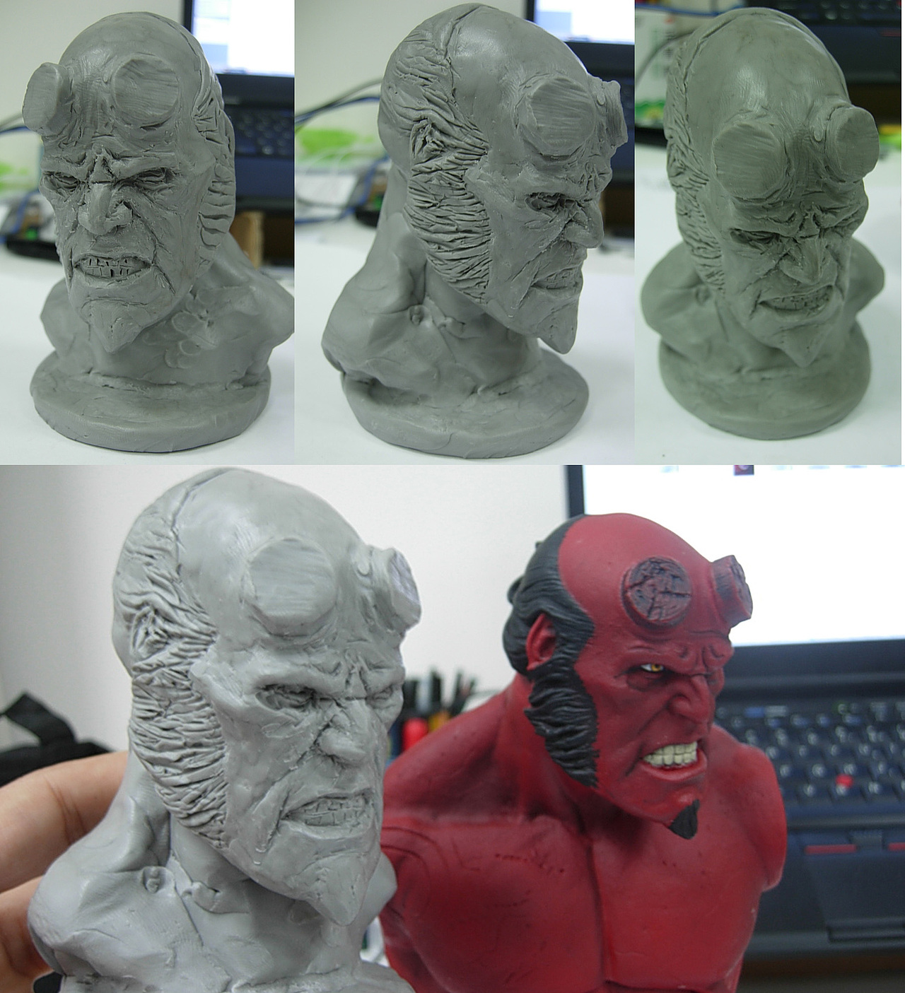 买了灰色油泥，软硬度很好，第一个临摹练习，最近忙起来没有时间继续细化了