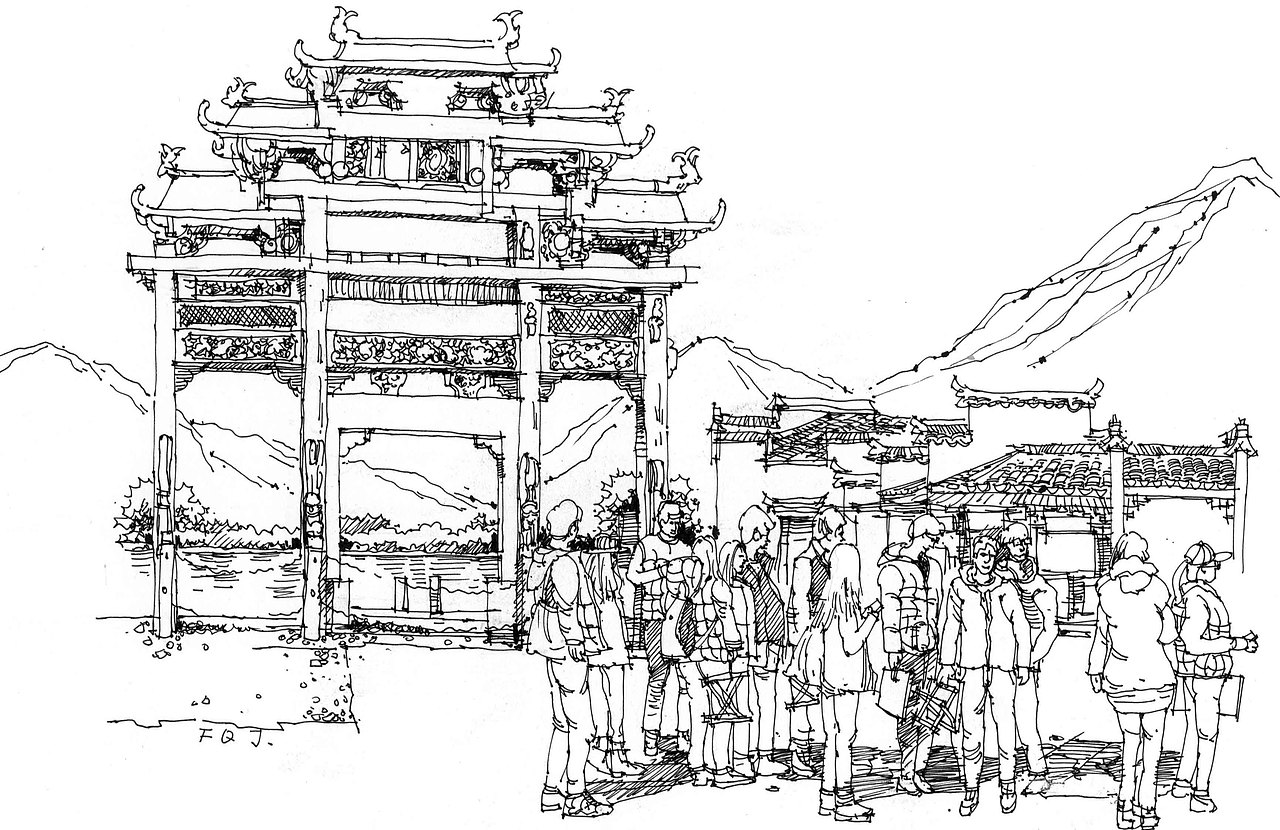 手绘古徽州·中国画里的世外桃源2（图ZNzU5MjA2MzY=） - 创作习作 - 站酷设计师FQJsketch原创素材 - 站酷ZCOOL