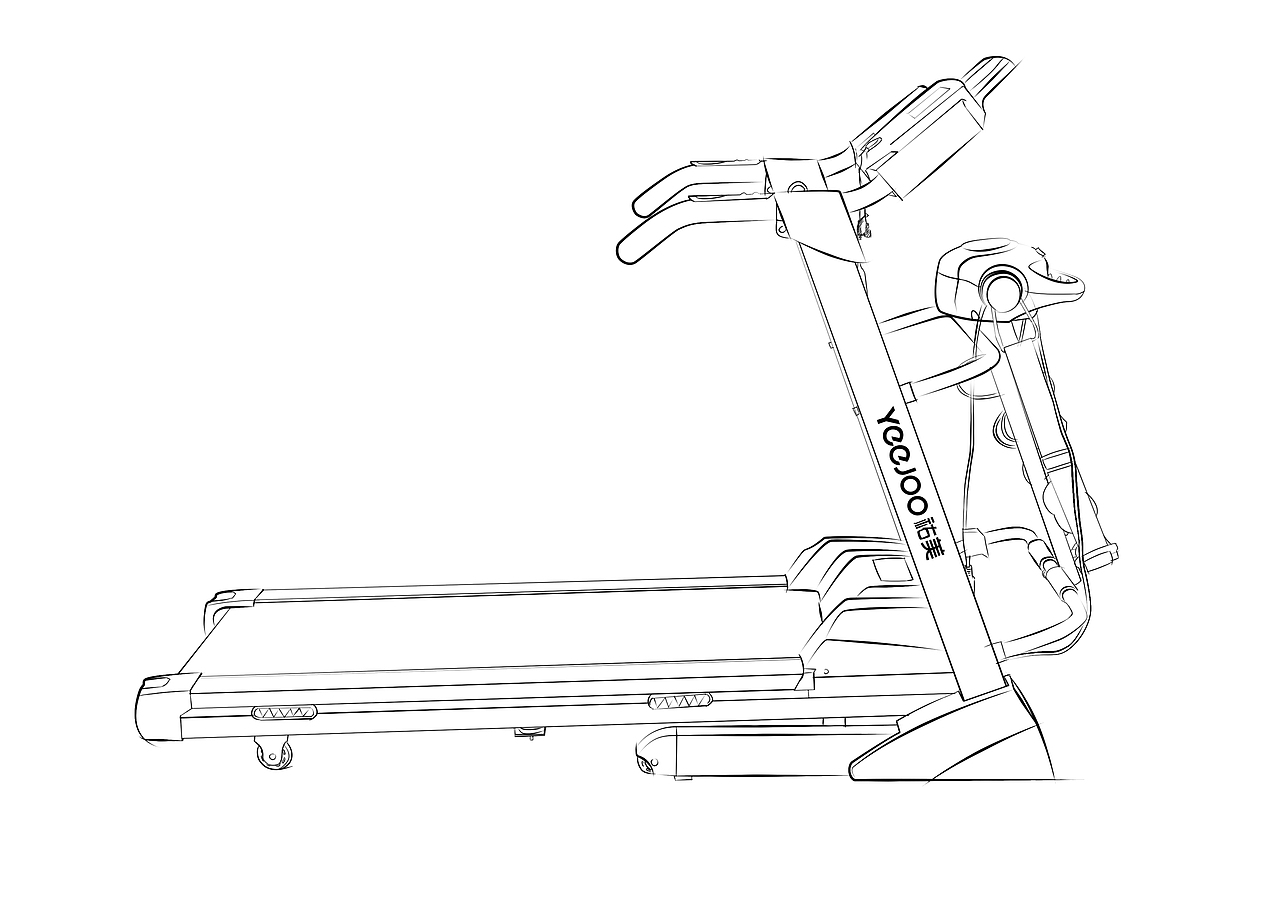 健身器材跑步机产品手绘渲染