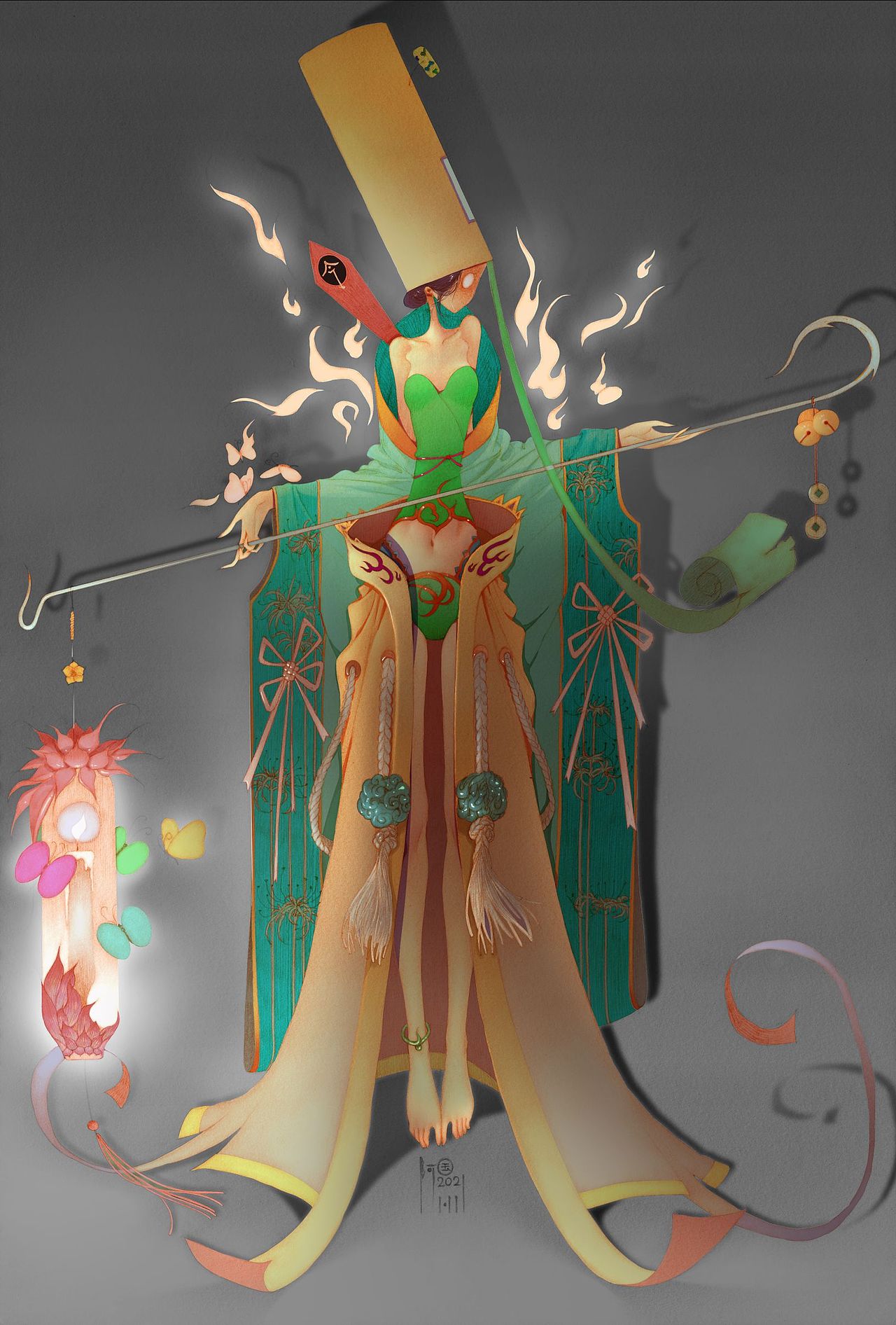 中元节日快乐，一见生财（图ZMzQ5NTE2NTU2） - 艺术插画 - 站酷设计师阿国是糖原创素材 - 站酷ZCOOL