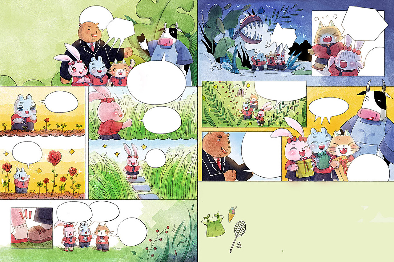 儿童插画《球球和美美》系列 连环画（图ZMjMzNDM0MTIw） - 儿童插画 - 站酷设计师婵酱原创素材 - 站酷ZCOOL