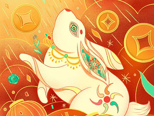 兔年插画 钱兔似锦