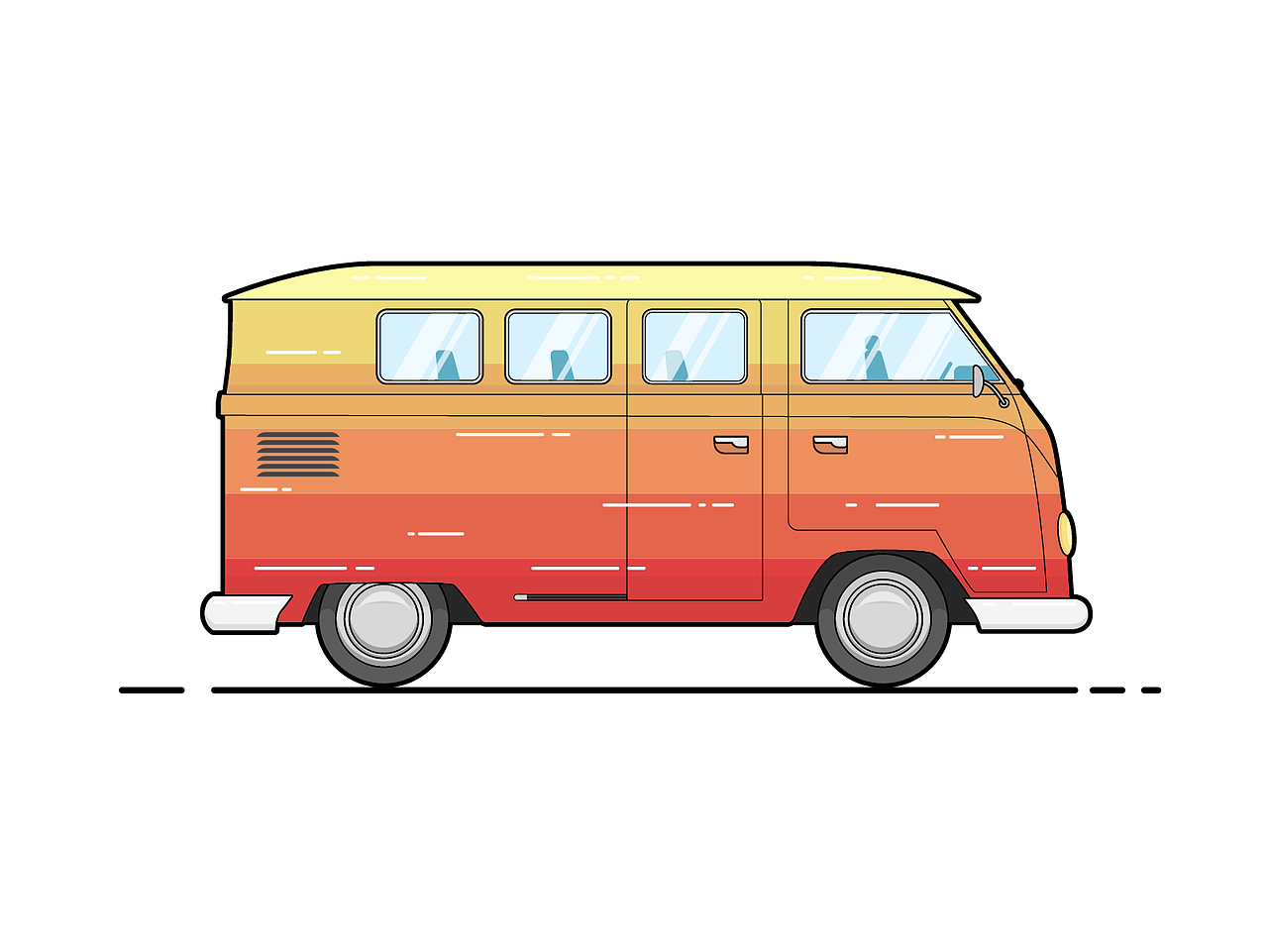VW bus 小巴士插画