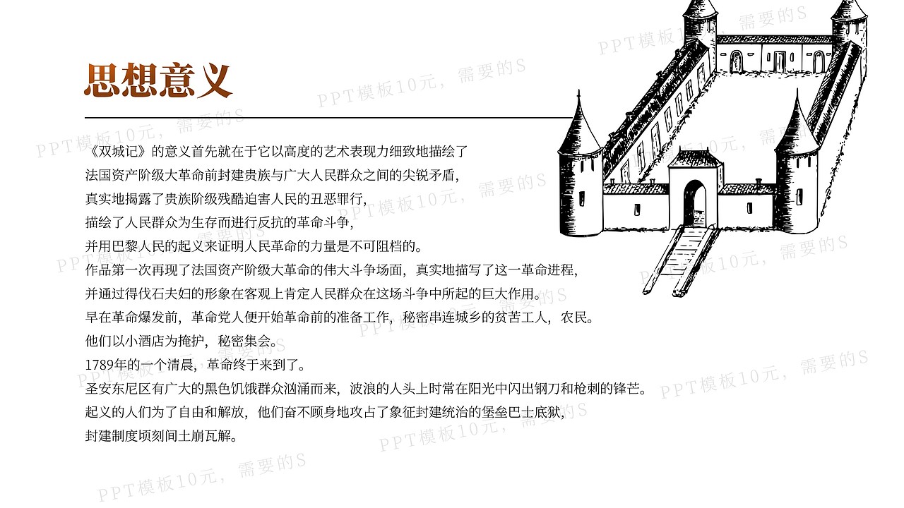 PPT模板《双城记》名著导读读后感-第49集