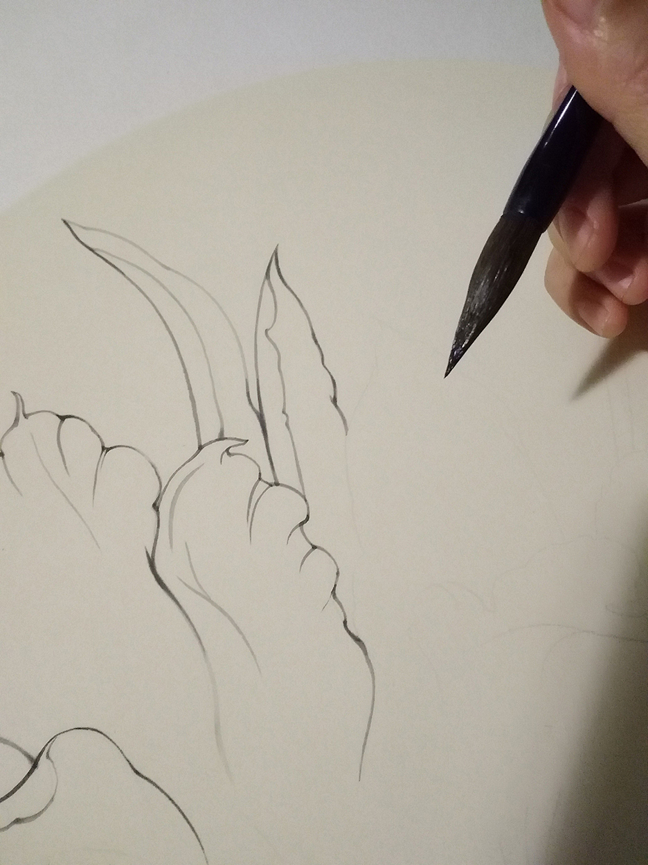 碳粉起稿淡漠勾线