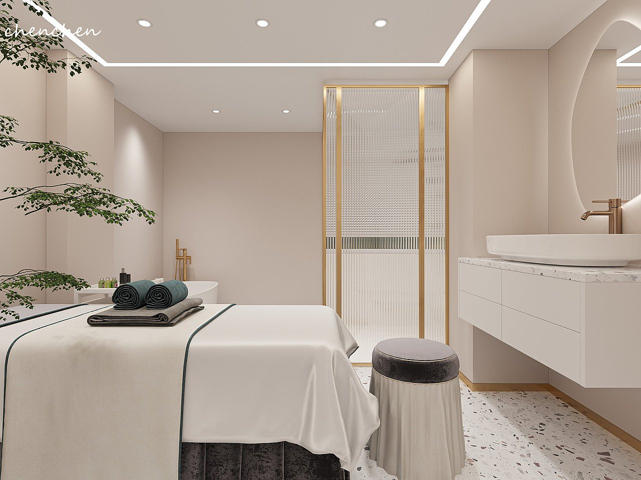 星夜设计||工装||轻奢风美容院