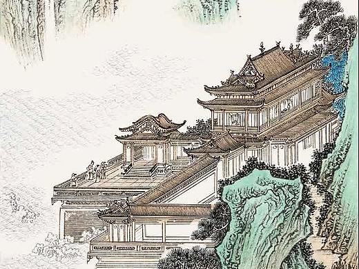 仙閣觀濤圖（個人主頁-ZNDA2NzY0MjA=） - 繪畫 - 站酷設(shè)計(jì)師水為鄰原創(chuàng)素材 - 站酷ZCOOL