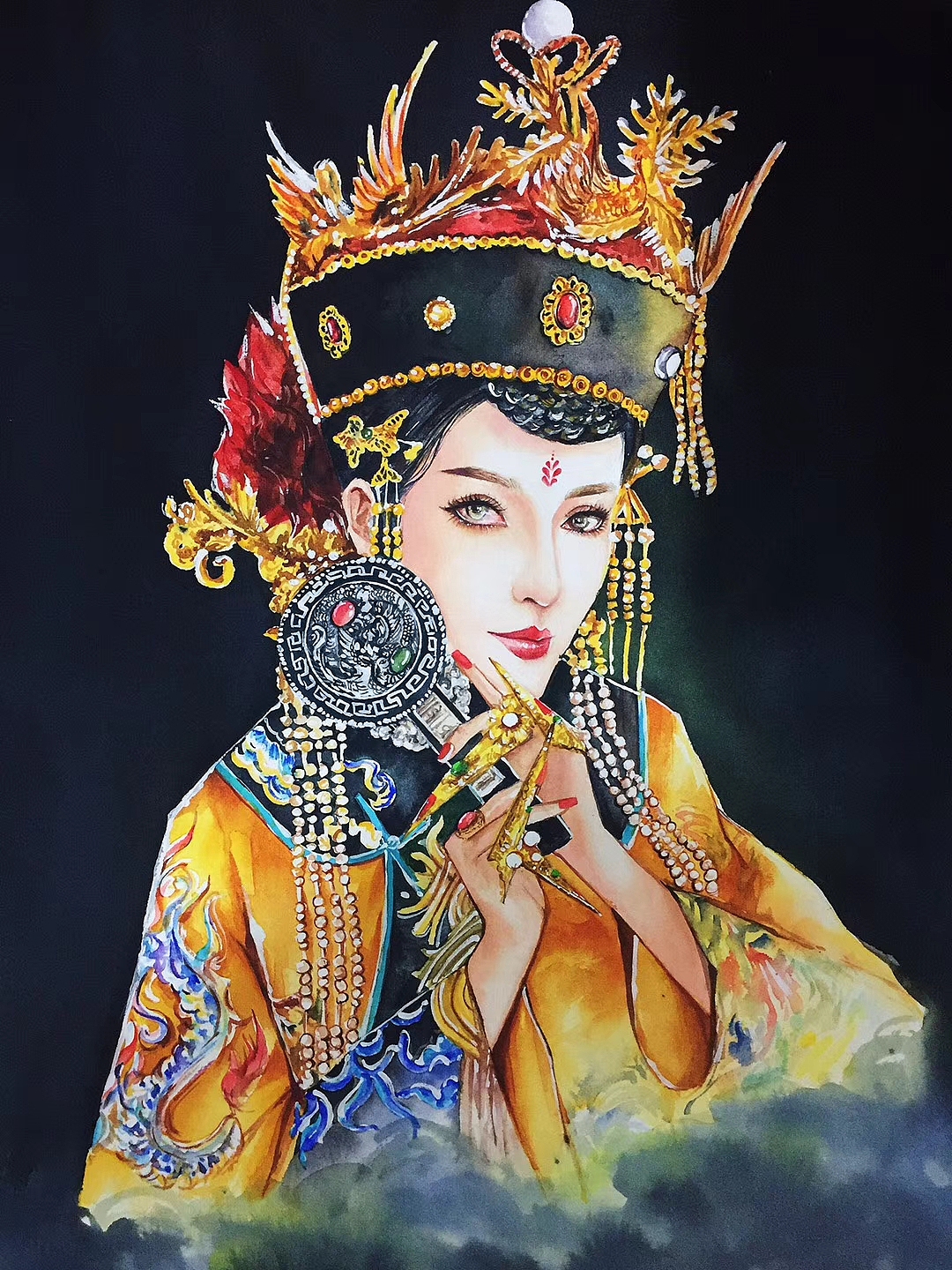 水彩手绘古风人物步骤