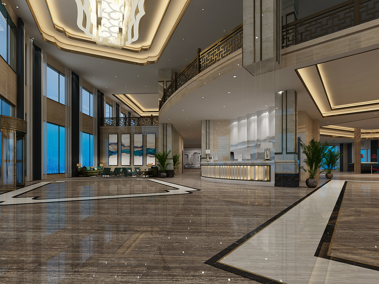 1992效果图酒店大厅卧室效果图