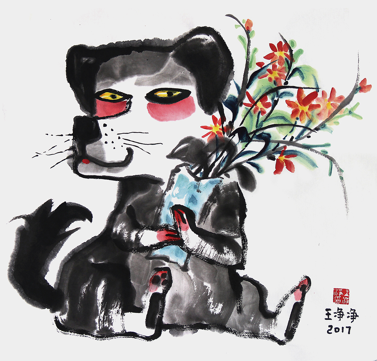 王净净-水墨插画-中国画-生肖狗 画儿晴天生肖水墨画（图ZOTUxODIxNjA=） - 绘画 - 站酷设计师画儿晴天原创素材 - 站酷ZCOOL