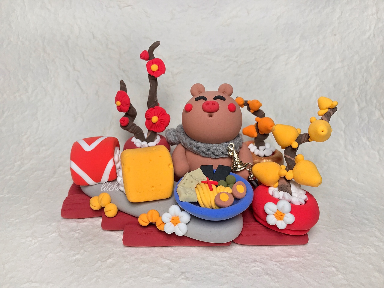 粘土创作：春节/赏樱（图ZMTg4MjQzMDk2） - 工艺品设计 - 站酷设计师荔_枝_小_作原创素材 - 站酷ZCOOL