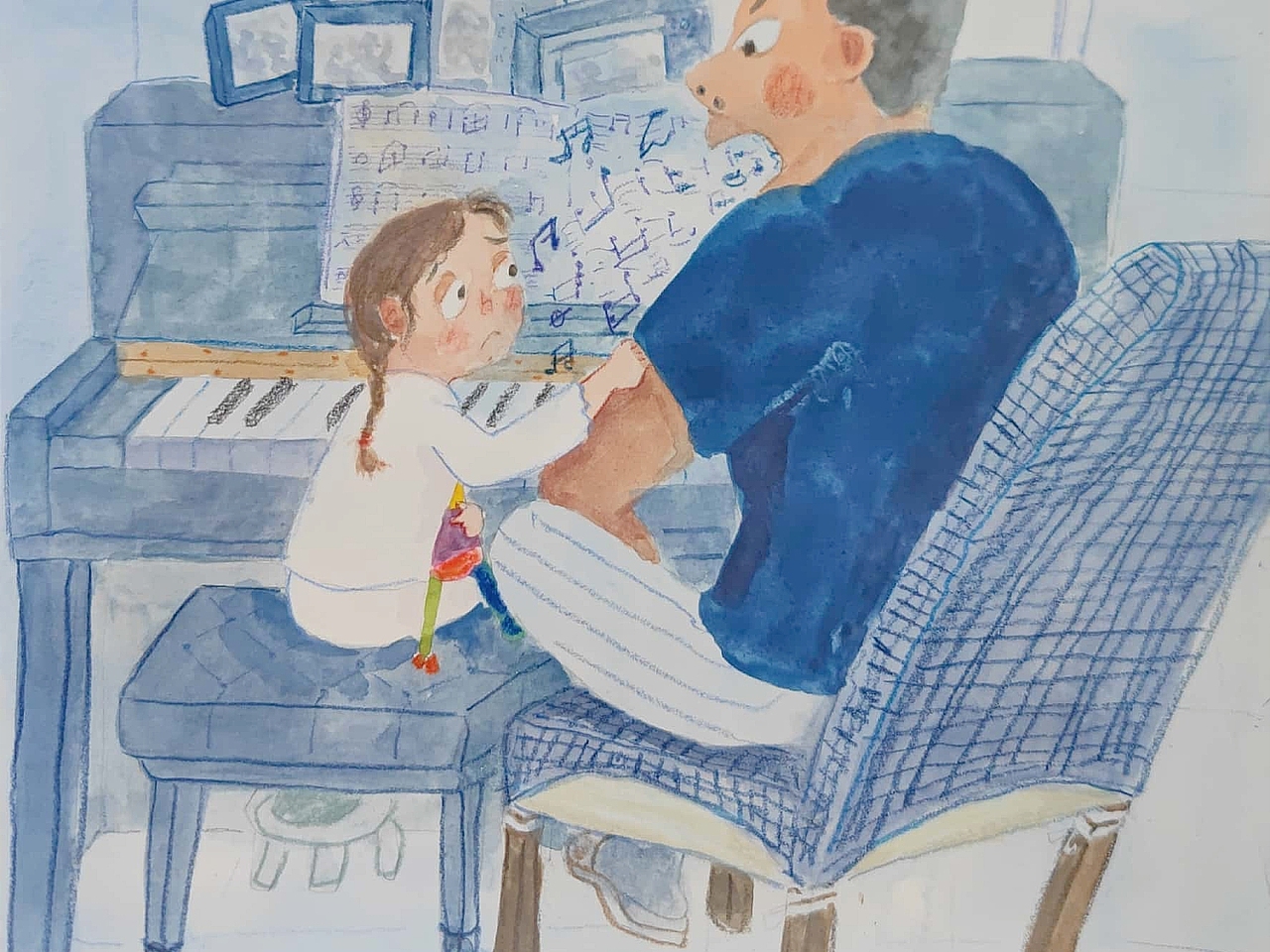 陶子小姐和爸爸在一起（图ZMjk4OTIwMjMy） - 儿童插画 - 站酷设计师小静静静静静静静原创素材 - 站酷ZCOOL