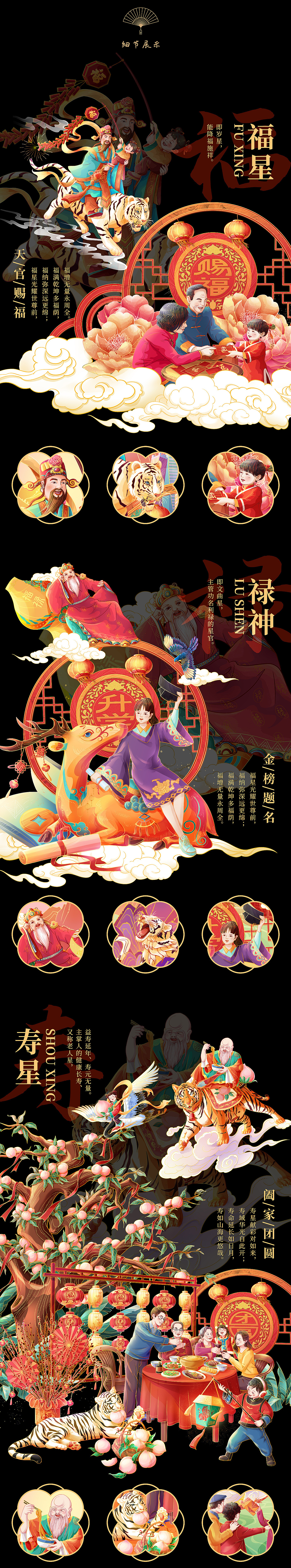 虎年 x 五神贺岁长卷 商业插画