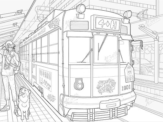 青年和狗机车进站