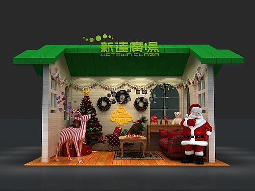 圣诞小屋 拍照打卡点美陈3d效果图