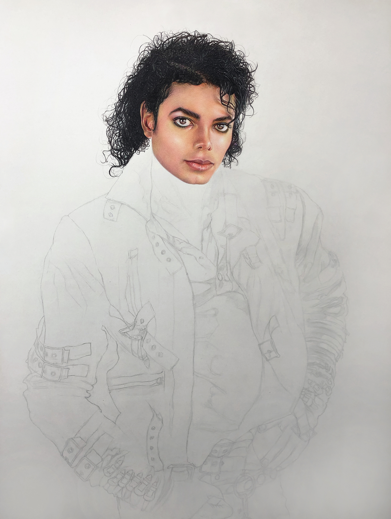 彩铅画迈克尔杰克逊