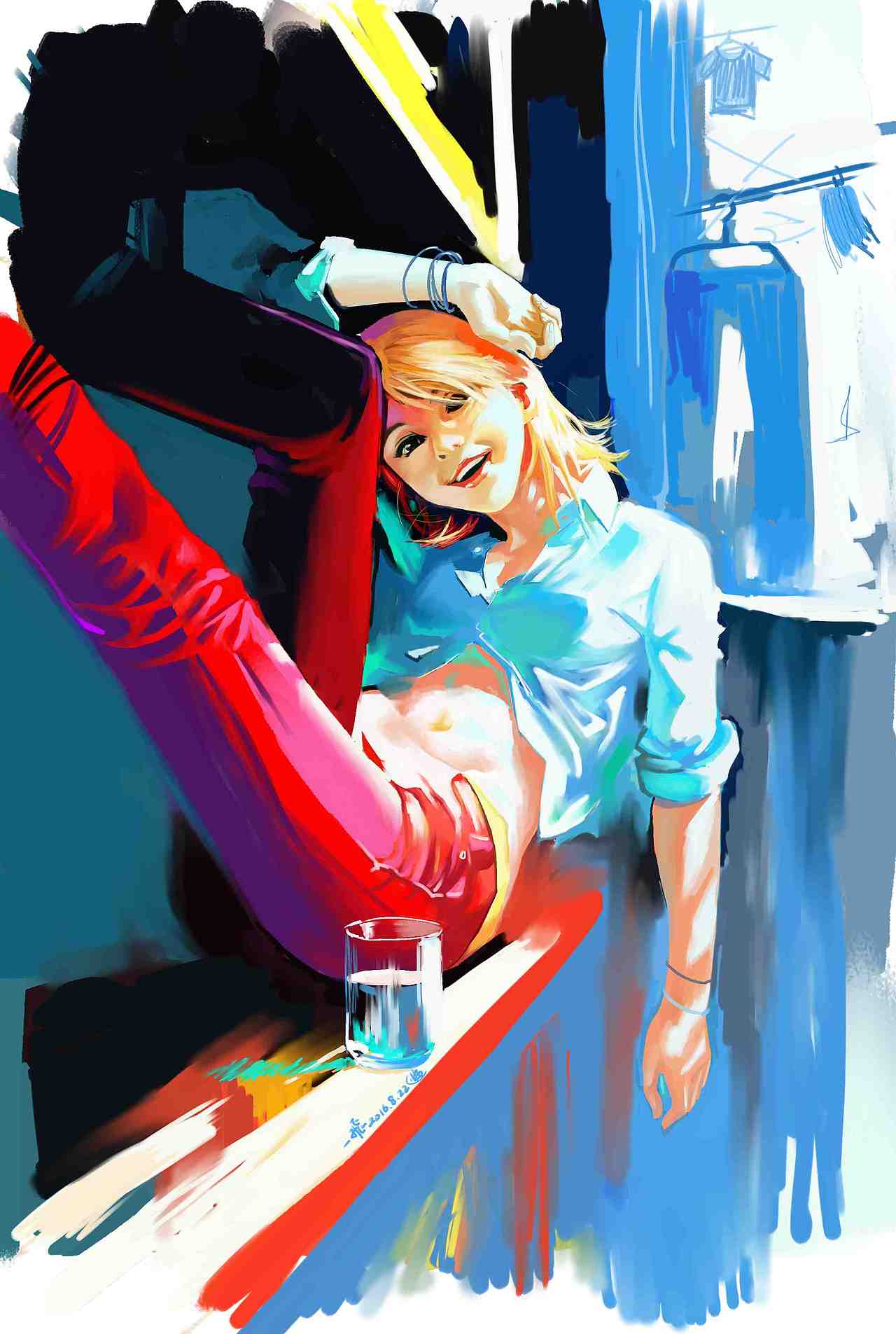 女孩享受阳光 练习临画本杰明|插画|创作习作|jjames2008_原创作品