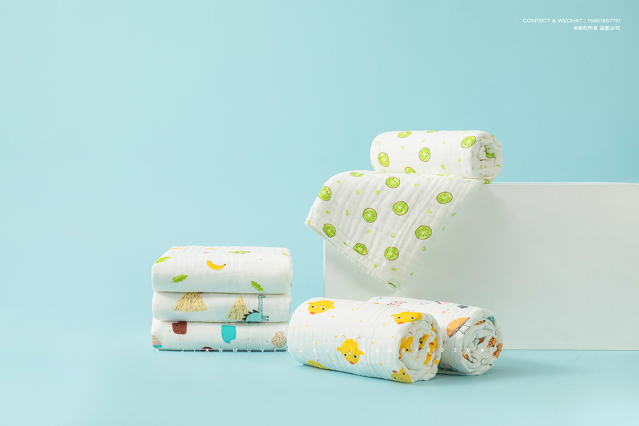 婴儿浴巾拍摄 | 母婴用品婴儿 抱被睡袋浴巾 产品摄影|摄影|产品摄影|