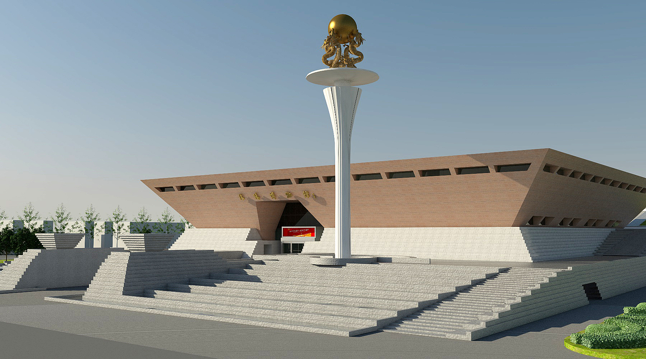 洛阳博物馆三维建模(cinema 4d vray)