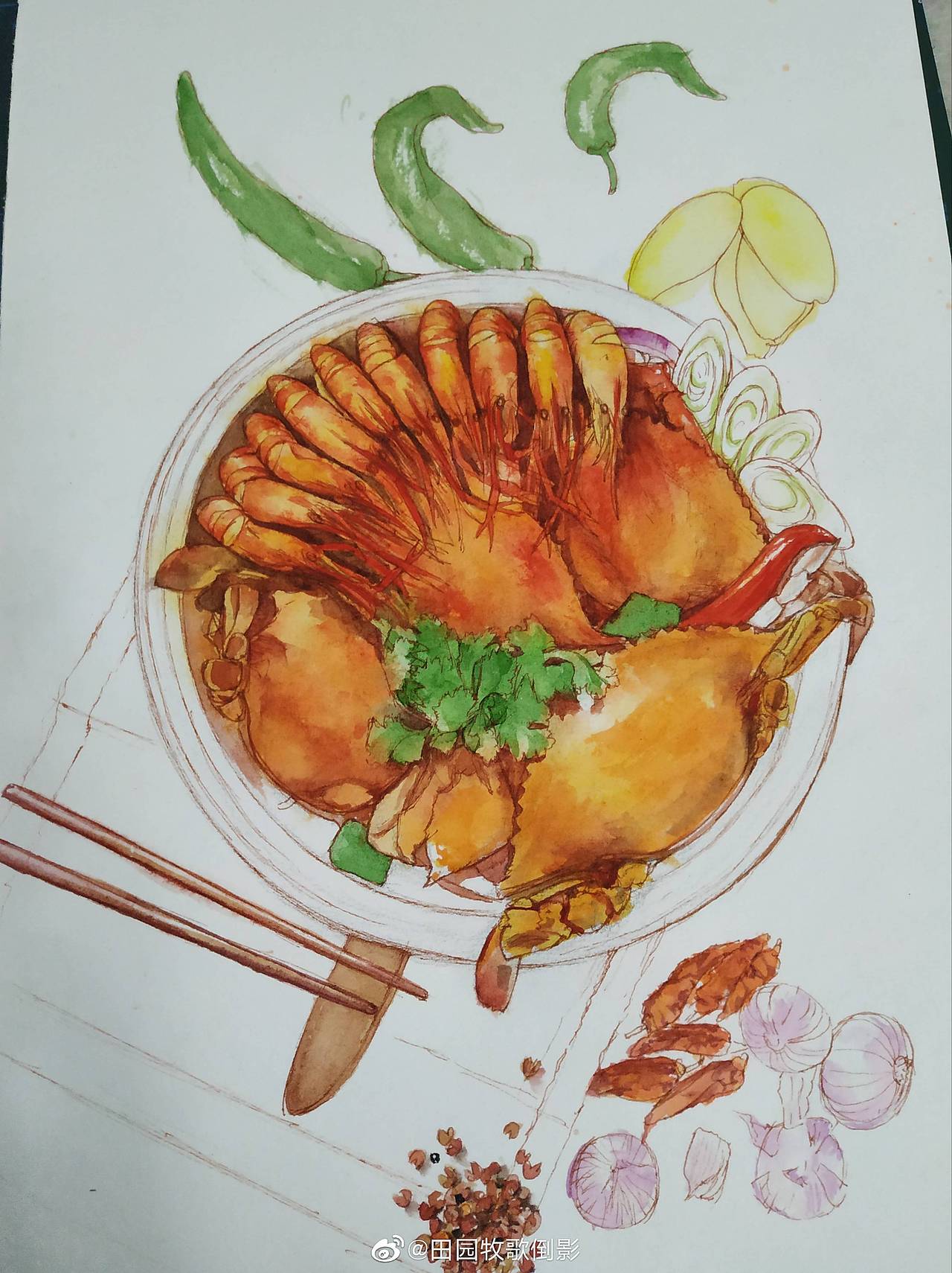 美味大餐来袭,水彩美味